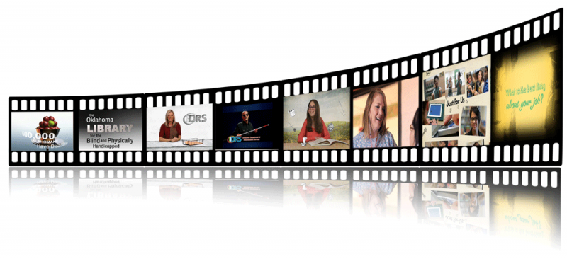 a film strip with various images from DRS videos