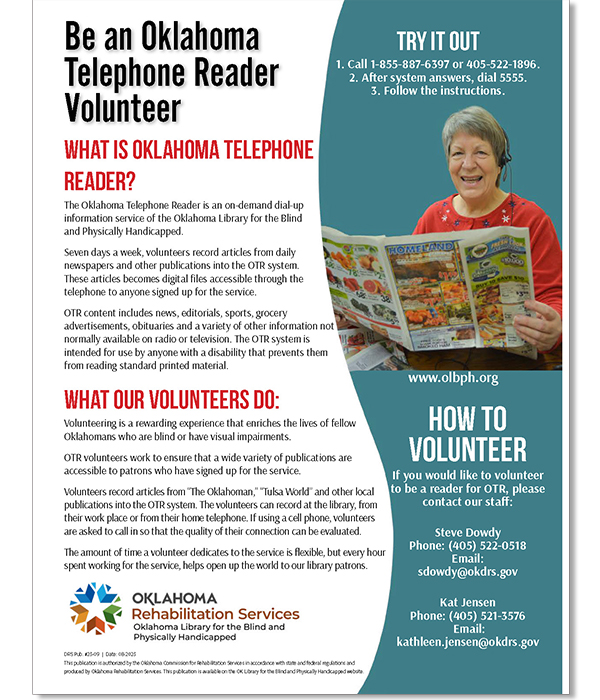 thumbnail of the Oklahoma Telephone Reader brochure